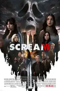 Scream VI horror film poster artwork featuring the ensemble cast